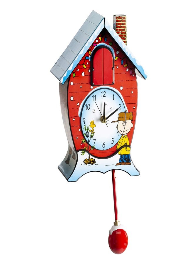 Mark Feldstein & Associates Mark Feldstein, Peanuts Christmas Linus and Lucy Song Cuckoo Clock, Red, 17 Inch - Image 2